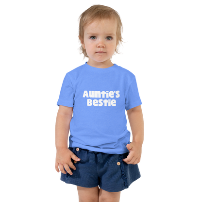 aunties bestie toddler tee heather columbia blue front by less hustle more joy