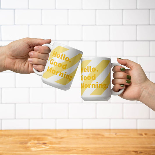 Good Morning Glossy Mug - White + Yellow