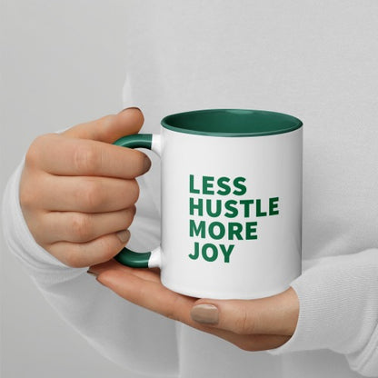 Less Hustle, More Joy Mug - White + Green