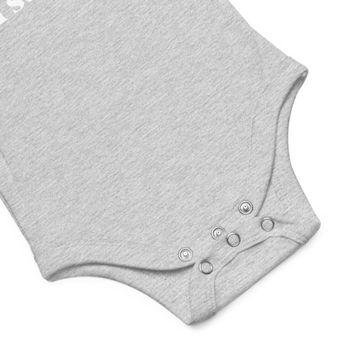 Naps are Totally Legal Baby Onesie in Athletic Heather details close up by Less Hustle, More Joy